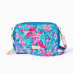NWOT Lilly Pulitzer Marsten Crossbody Bag Purse Surf Blue Flim Flam